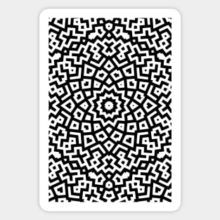 Geometric Mandala Abstract Design Black and White Pattern Sticker